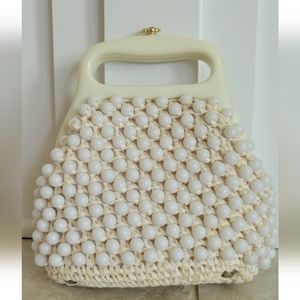 Marcus Brothers Made in Italy Vintage Beaded Clamshell Purse Handbag